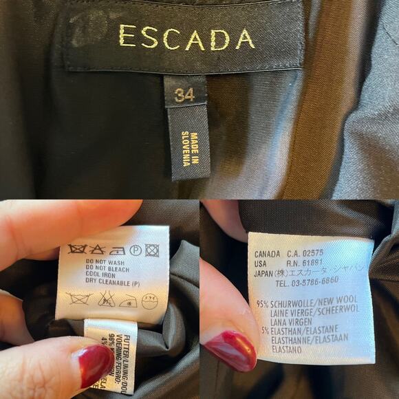 ESCADA Black Blazer Jacket Single Breasted Wool Career Slim Tailored 34 EUC - Picture 4 of 7
